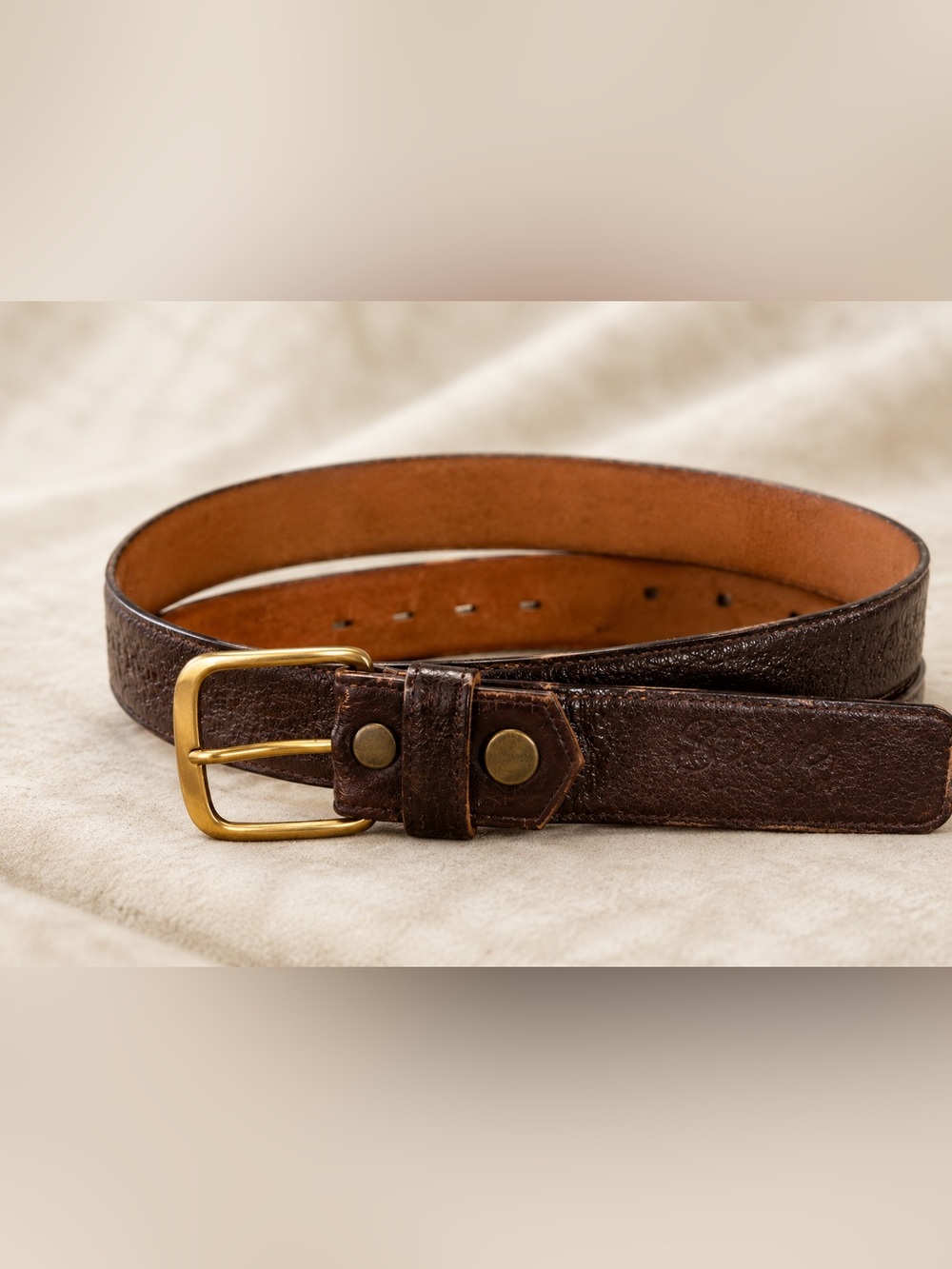Vintage Streve of California Ostrich Calf Leather Belt Sz 34 Toggery Bill’s